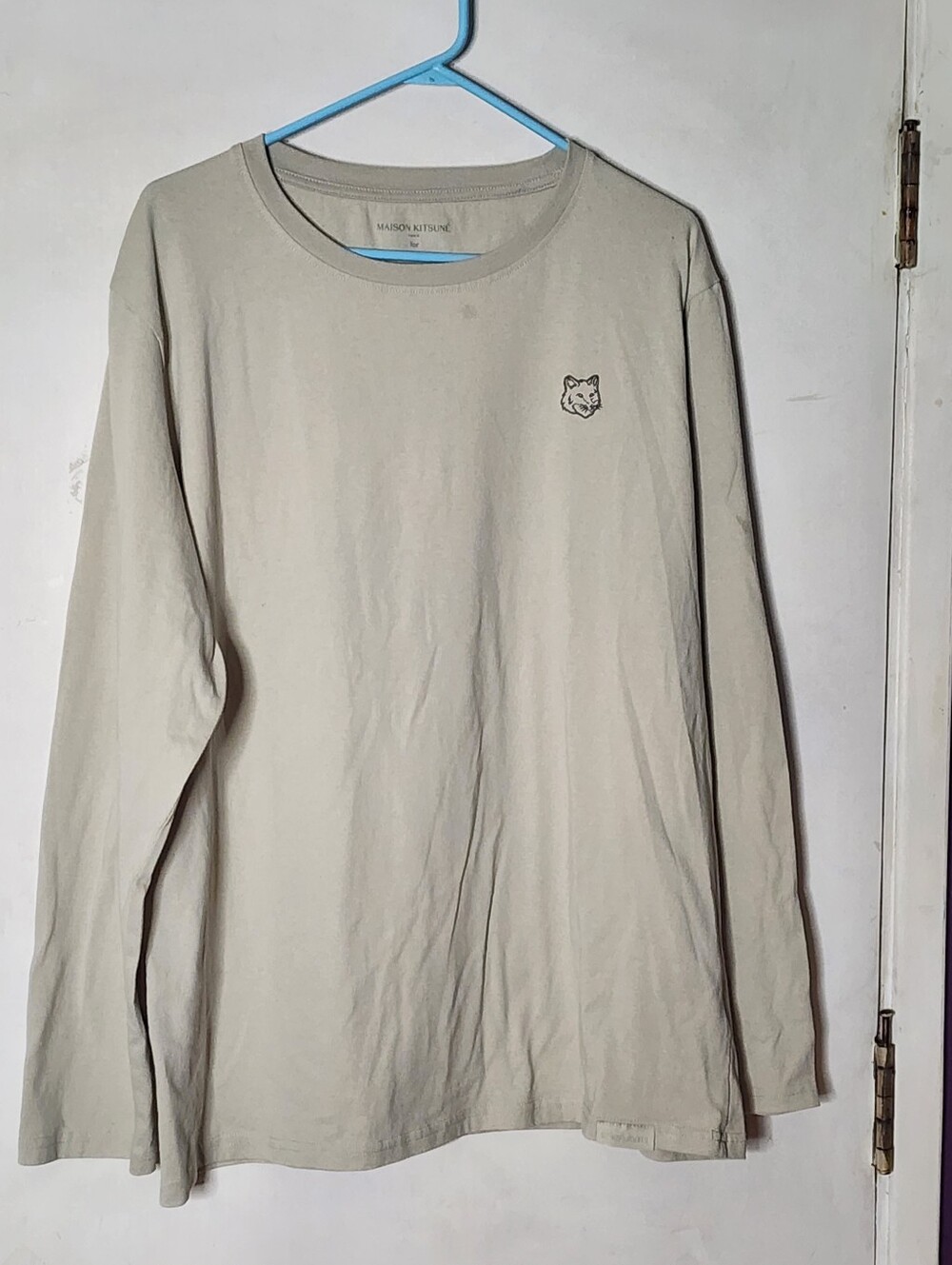 MAISON KITSUNE Light Beige Long Sleeve Fox Head Tee